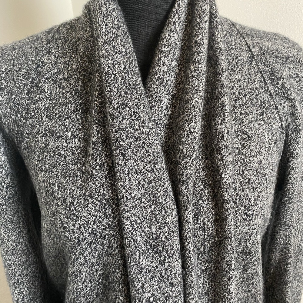 AQUA CASHMERE DRAPE OPEN FRONT ROLLED HEM SHAWL COLLAR Black CARDIGAN SIZE S - Picture 3 of 9